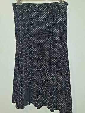 Polka Dot A-Line Midi Skirt in Black